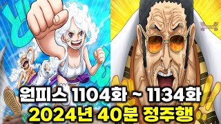 원피스 니카변신 루피 vs 해군대장+오로성 5명 2024년 1104화 ~ 1134화 모든 에피소드 명장면 요약 40분 몰아보기 [1년 분량 요약]