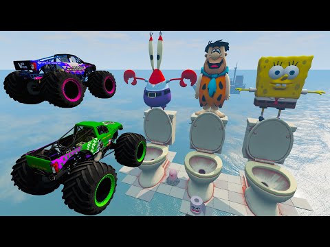 BeamNG Drive Fun Madness Open Bridge Crashes Over Giant Toilet