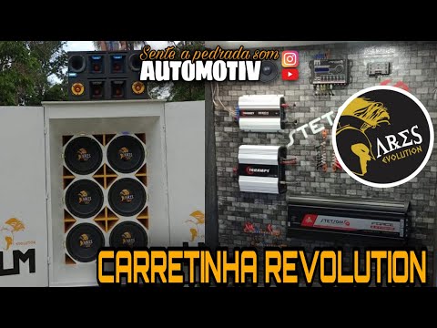 CARRETINHA REVOLUTION ALTO FALANTES ARES EVOLUTION 3.6K/SENTE A PEDRADA SOM AUTOMOTIVO
