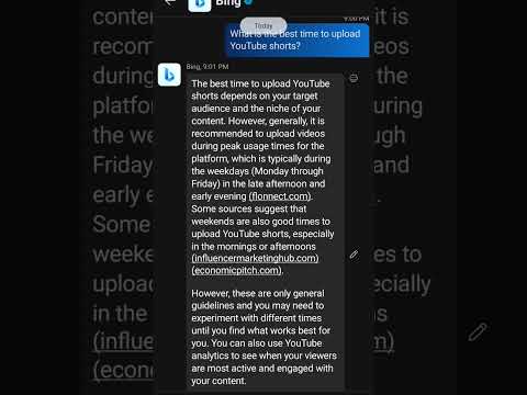 asking #bing chat #AI when's the best time to upload #YouTube #shorts