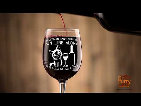 She Also Needs A Cat -19 Oz Wine Glass