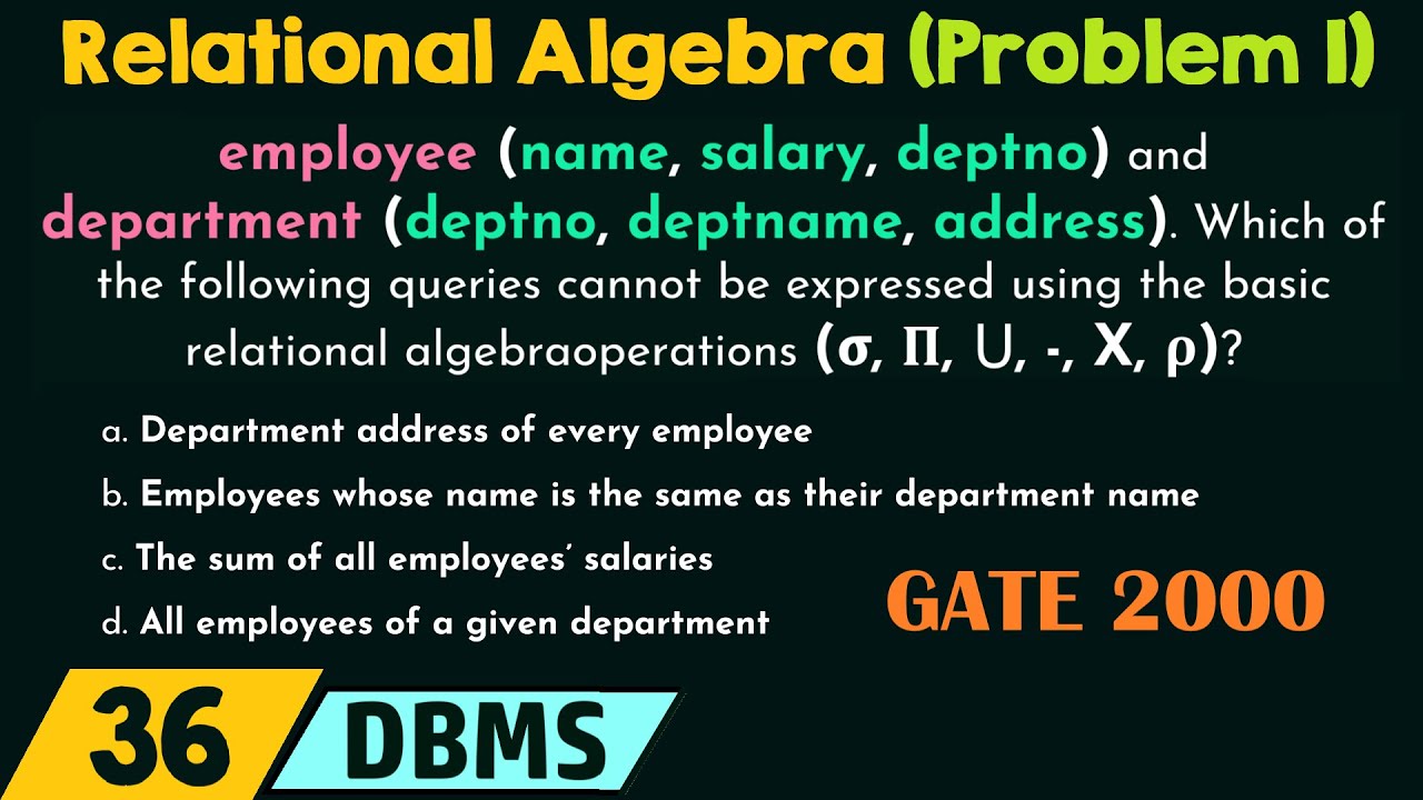 Relational Algebra (Solved Problem 1)