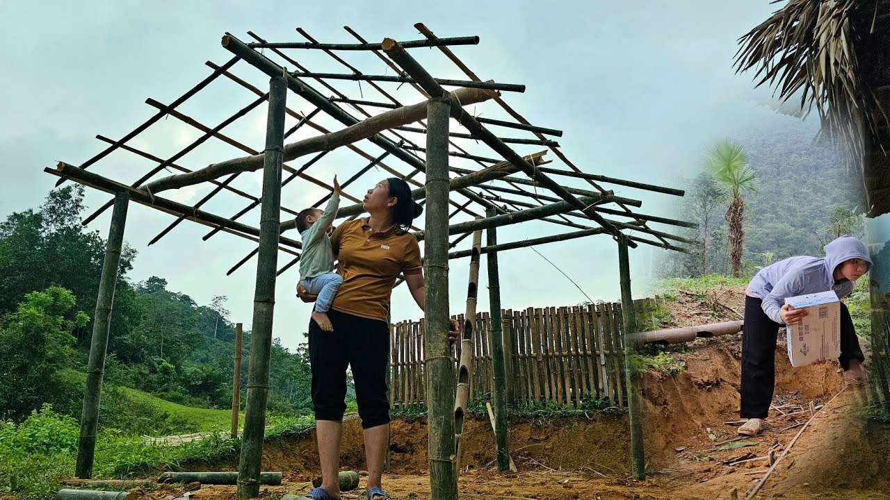 Homeless Mother And Child - Builds A Bamboo Kitchen | Homeless Mom