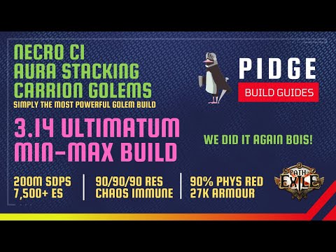 200m sDPS Carrion Golems CI Aura Stacking Necro | Min-Max | 3.14 Ultimatum