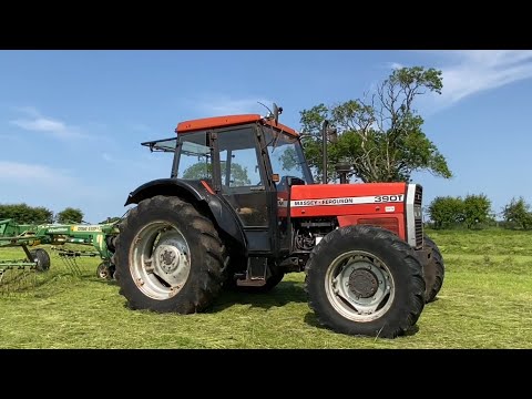 Cumbrian Silage ‘25 Five MFs from a classic 148 to a modern 5S.145 rake, bale, cart, wrap 1st crop.