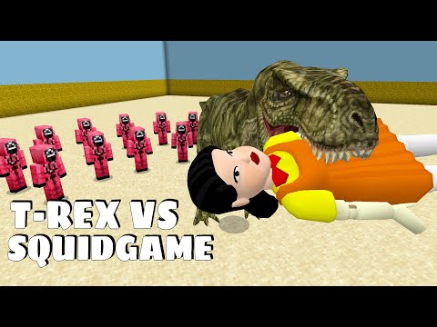 SQUID GAME DOLL EATEN BY T-REX Gameplay in Minecraft - Coffin Meme - Wait What Meme
