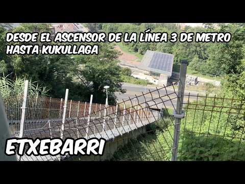 Caminando desde el ascensor de la Línea 3 de Metro hasta Kukullaga.  Etxebarri Walk. 29 Julio 2024.