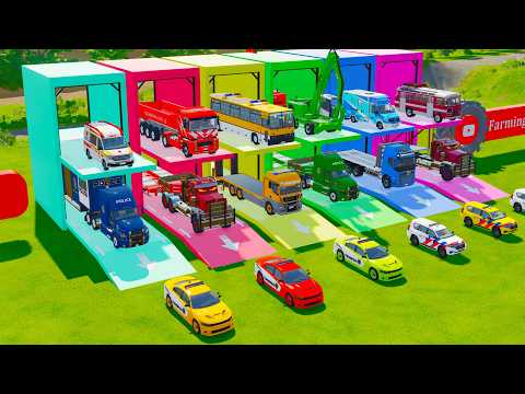 ALL EMERGENCY VEHICLES, POLICE CARS, EXCAVATOR, TIPPER TRUCK TRANSPORT TO GARAGE - FS22