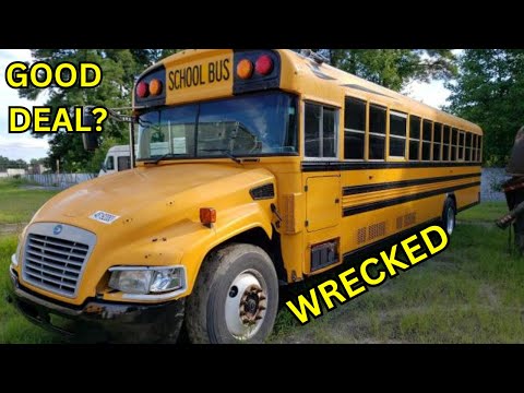 WE BOUGHT A WRECKED 2014 BLUE BIRD SCHOOL BUS FROM COPART
