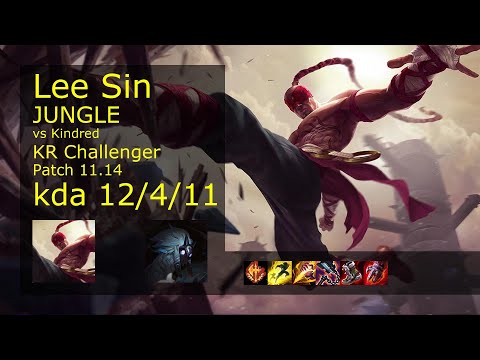 Lee Sin vs Kindred Jungle - KR Challenger 12/4/11 Patch 11.14 Gameplay // [롤] 리 신 vs 킨드레드 정글