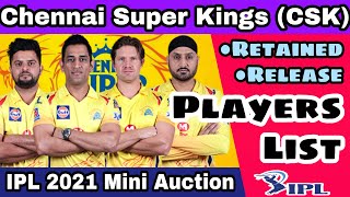 2021 IPL CSK Players List| CSK Retained or Release Players|IPL 2021 CSK Team