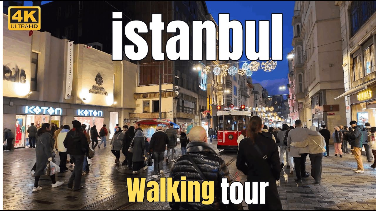 Istanbul Walking Tour 4K - Evening Walk on Istiklal Street & Taksim Square