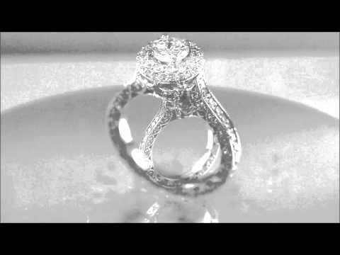 18K WHITE GOLD ROUND CUT DIAMOND ENGAGEMENT RING DECO STYLE 1.70CT - KNR INC - 706