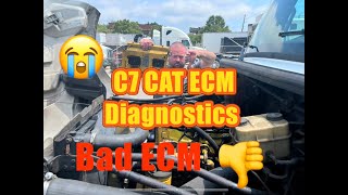 CATERPILLAR C7 ECM Diagnostics. Electronic troubleshooting using laptop with CAT ET. Cylinder Test