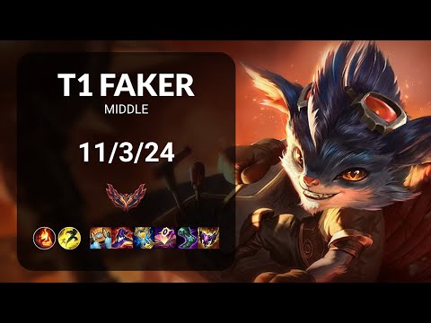 T1 Faker Rumble vs Azir MIDDLE - KR GRANDMASTER Patch 13.17