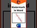 How To Insert A Watermark In Microsoft Word