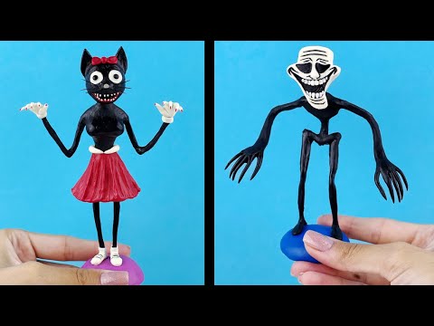 TROLLGE FNF and CARTOON CAT GIRL with my own hands ➤ How To Make made from polymer clay sculpture
