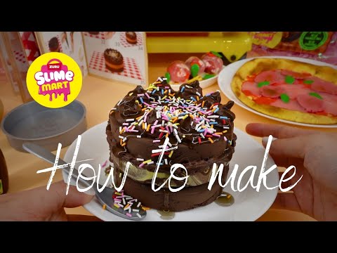 How to make Chocolate Cake | triple layer whipped cream & sprinkles | Zuru Slime Mart shopping cart