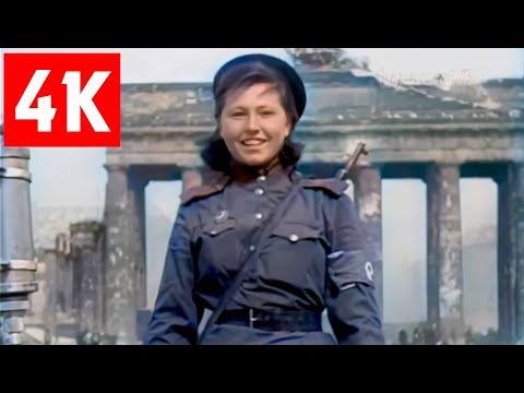 [4K] 1945 год. Регулировщица Лидия Спивак. Берлин. Рейхстаг. Бранденбургские ворота [Цветная версия]