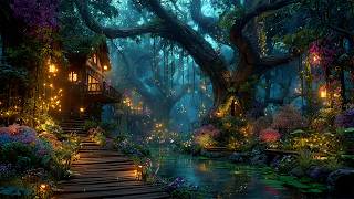Quiet Nature Fairycore Forest Ambience✨Enchanted Forest Music w/ Fireflies ~ Fall into Deep Calm
