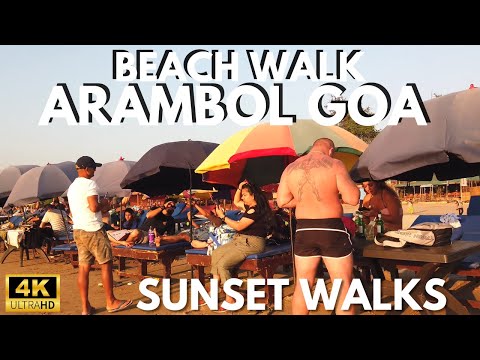She' Walkin on the beach in Arambol, Goa during Sunset, India 4K
