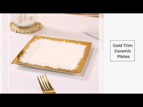 Gold trim white ceramic dining plates