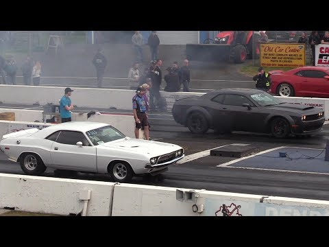The Legend meets The Demon- Classic 72' Challenger vs Dodge Demon-drag race