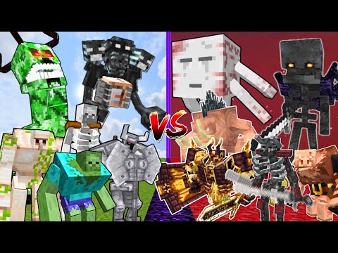 OVERWORLD MOBS vs NETHER MOBS | Minecraft Mob Battle