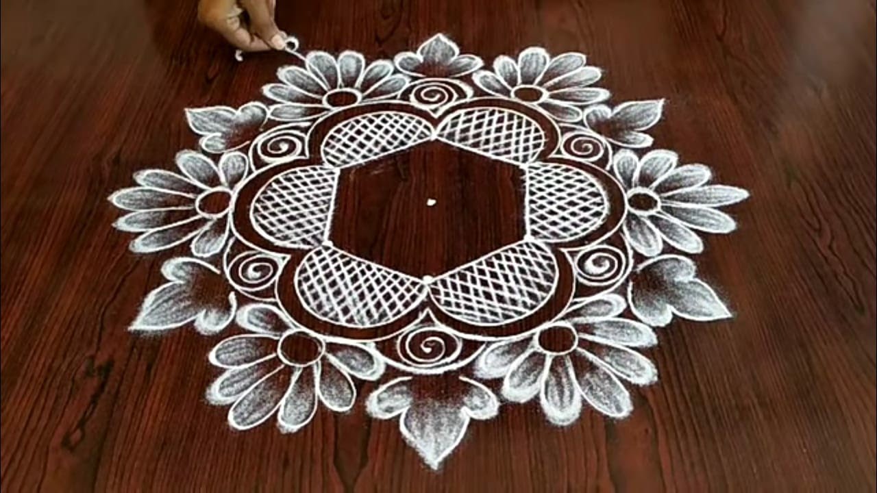 Akshaya trithiya special rangoli design muggulu 5*3 dots by sresta rangoli