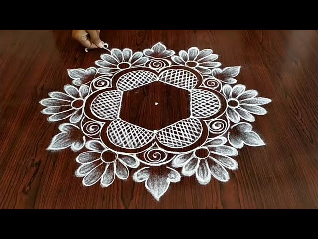 Akshaya trithiya special rangoli design muggulu 5*3 dots by sresta rangoli