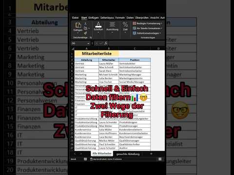 Schnell und Einfach Daten filtern in Excel📊🤓 Zwei Wege zu filtern👍 #excel #exceltips #exceltricks