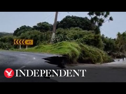 Cyclone Gabrielle: Road collapses as worst storm in decades hits New Zealand