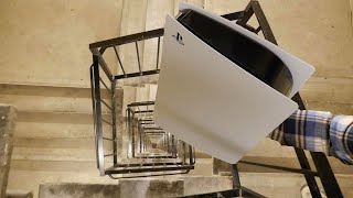 Dropping a Playstation 5 Down Spiral Staircase - W