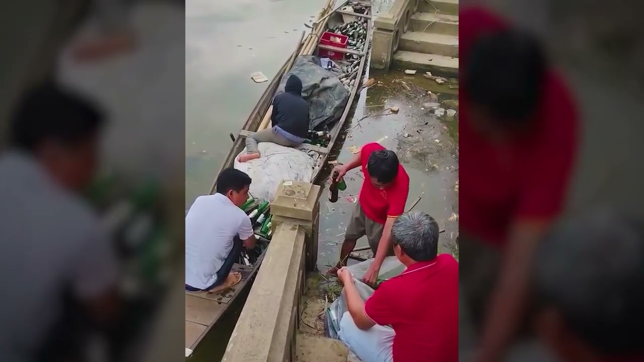 XỬ LÝ NGƯỜI ĐÀN ÔNG ĐỔ HƠN 100 VỎ CHAI BIA XUỐNG SÔNG