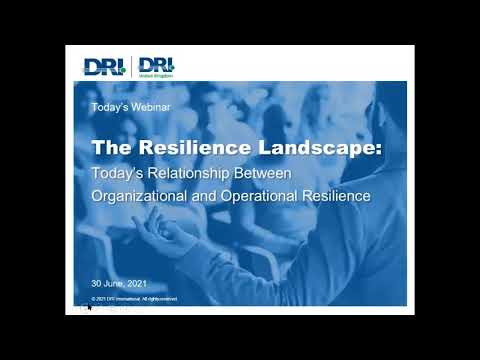 DRI Webinar - The Resilience Landscape: Organizational and Operational Resilience