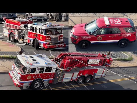 Paterson NJ Fire Department Battalion 2, Ladder 2 & Engine 7 Responding To An AFA. 10/2/2021