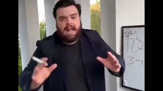 Fat man in black suit explaining something trending meme template