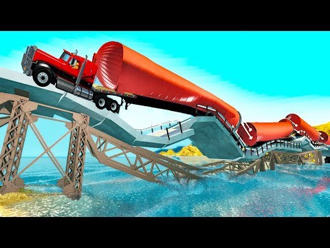 Breakable Bridge Traffic Jam #7 - Beamng drive