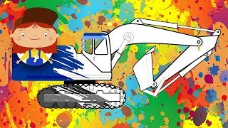 Vamos colorir juntos com a Doutora McWheelie! A escavadeira. Animação infantil.