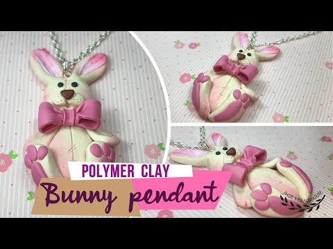~JustHandmade~ How to make a polymer clay (fimo) bunny pendant - tutorial