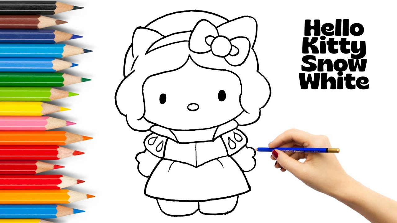 Hello Kitty Snow White Drawing | Cute Princess Coloring for Kids