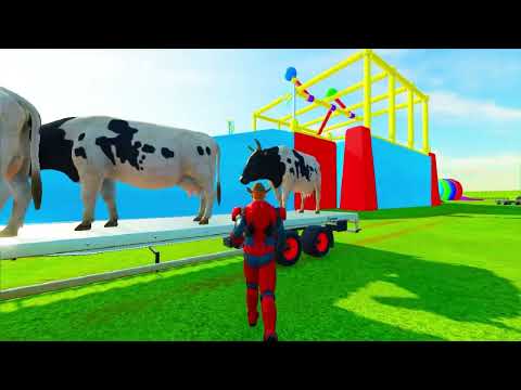 TRANSPORTING COW WITH COLORED TRACTORS - FARMING SIMULATOR 22