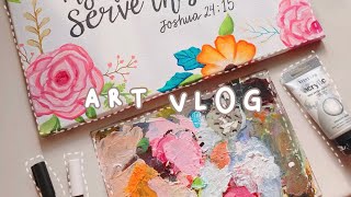 art vlog 📝 painting a commission 🎨 mini school supplies haul 🍧