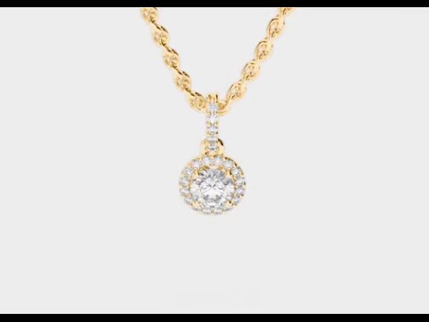 AGnSons YGold Diamond Halo Necklace 1010
