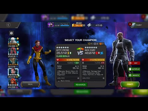 Kitty Pryde vs 6.3.2 Nick Fury boss (Flawless solo) || Marvel Contest of Champions