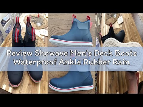 Review Showave Men's Deck Boots Waterproof Ankle Rubber Rain Boots for Boating Sailing Fishing