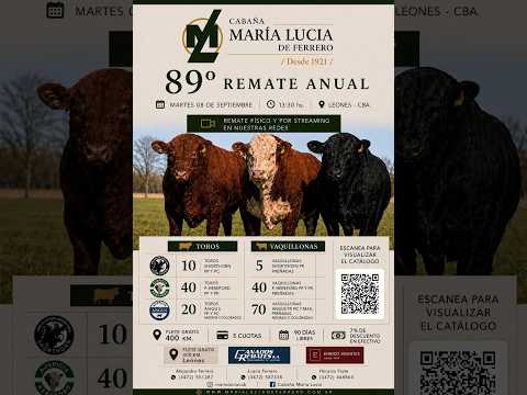 🔴 EN VIVO | 89° REMATE ANUAL CABAÑA MARÍA LUCÍA DE FERRERO | Desde Leones, CBA | 08/09/2026🔴