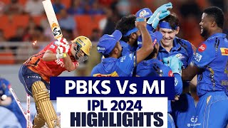 PKBS vs MI  IPL 2024 33 Match Highlights: Punjab Kings vs Mumbai Indians Highlights | IPL Highlights