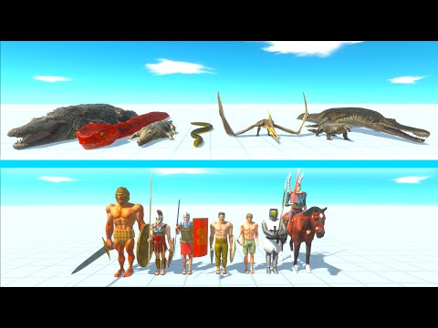 REPTILES Team vs ANCIENT HUMANS Team - Animal Revolt Battle Simulator ARBS