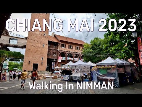 [🇹🇭4K] Caminhando em Nimman, Chiang Mai - Excursão a pé na Tailândia 2023